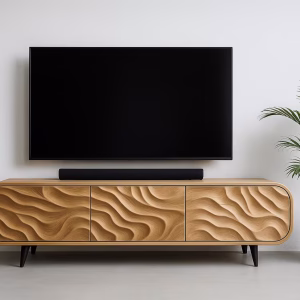 Wave Sculpted Solid Wood TV Stand