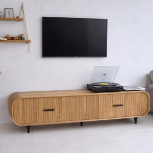 Handcrafted Solid Wood Scandinavian Media Console & Credenza