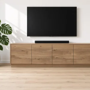 Solid Oak TV Stand with Natural Knots & Modern Media Sideboard